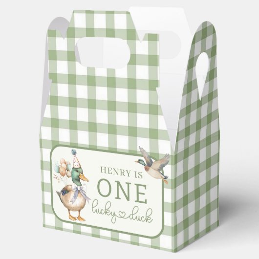 Green One Lucky Duck Ballon Verjaardag Favoriet Bo Bedankdoosjes (Geopend)