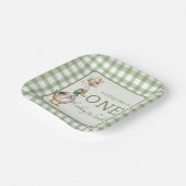 Green One Lucky Duck Balloon 1e verjaardag Papieren Bordje (Gebogen)