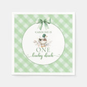 Green One Lucky Duck Boy 1st Verjaardag servetten (Voorkant)