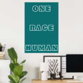 Green One Race Human Quote Text Poster (Thuiskantoor)