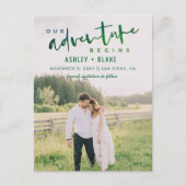 Green Ons avontuur begint Foto sparen de Datum Aankondigingskaart (Voorkant)