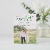 Green Ons avontuur begint Foto sparen de Datum Aankondigingskaart (Staand voorkant)