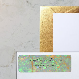 Green Opal Iridescent Return Address Label