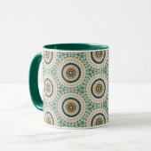 Green Orange And Blue Boho Chic Circle Pattern Mok (Voorkant links)