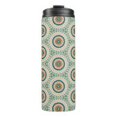 Green Orange And Blue Boho Chic Circle Pattern Thermosbeker (Voorkant)