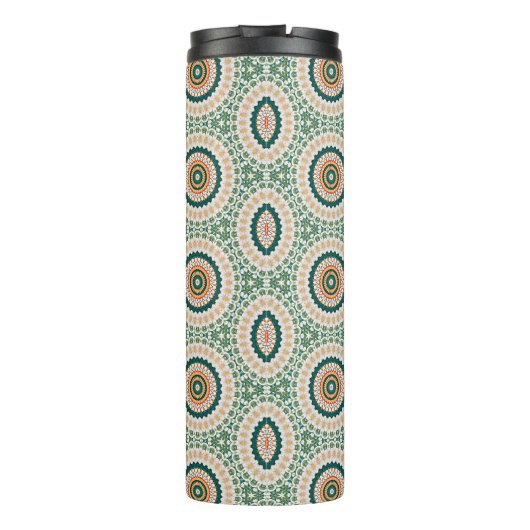 Green Orange And Blue Boho Chic Circle Pattern Thermosbeker (Achterkant)