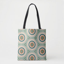 Green Orange And Blue Boho Chic Circle Pattern Tote Bag