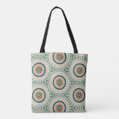 Green Orange And Blue Boho Chic Circle Pattern Tote Bag (Achterkant)