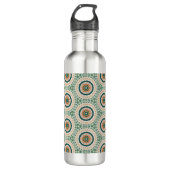 Green Orange And Blue Boho Chic Circle Pattern Waterfles (Voorkant)