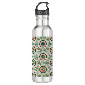 Green Orange And Blue Boho Chic Circle Pattern Waterfles