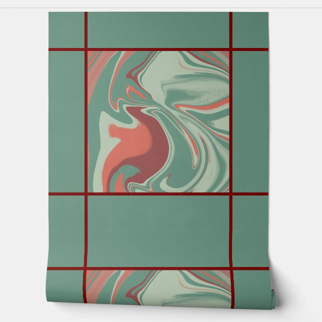 Green orange design behang (Afrollen)