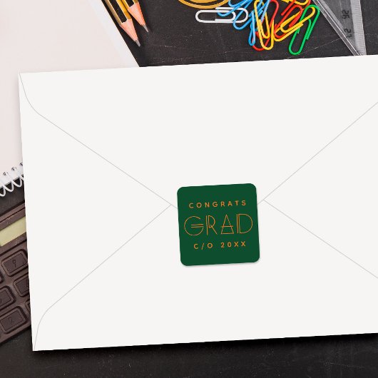 Green Orange Grad Typography Graduation Sticker