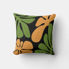 Green & Orange Modern Abstract Floral Kussen
