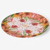 Green & Orange Modern Abstract Floral Papieren Bordje (Gekanteld)