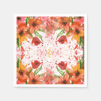 Green & Orange Modern Abstract Floral Servet
