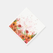 Green & Orange Modern Abstract Floral Servet (Hoek)