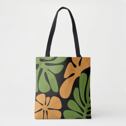 Green & Orange Modern Abstract Floral Tote Bag (Voorkant)