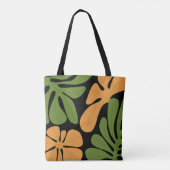 Green & Orange Modern Abstract Floral Tote Bag (Achterkant)