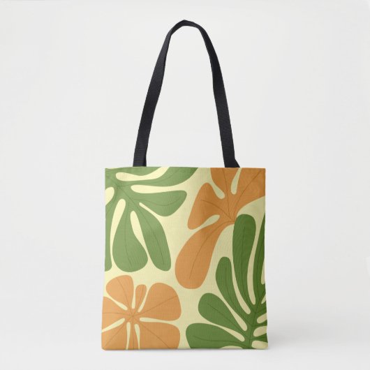 Green & Orange Modern Abstract Floral Tote Bag (Voorkant)