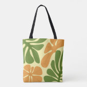Green & Orange Modern Abstract Floral Tote Bag (Achterkant)