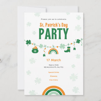 Green & Orange St. Patrick’s Day Party Invitation  Kaart