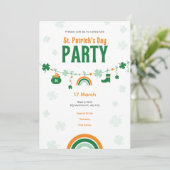 Green & Orange St. Patrick’s Day Party Invitation  Kaart (Staand voorkant)