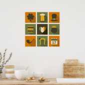 Green & Oranje Retro St. Patrick's Day Collage Poster (Keuken)