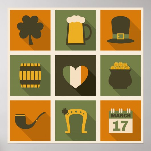 Green & Oranje Retro St. Patrick's Day Collage Poster (Voorkant)