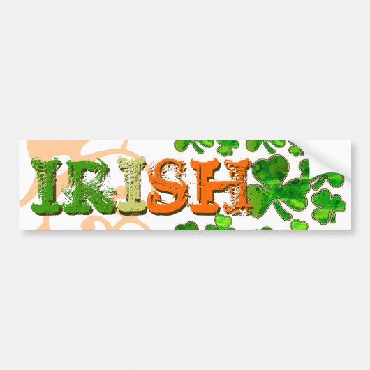 Green Oranje White Irish Shamrock Bumpersticker (Voorkant)