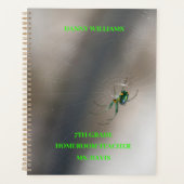 Green Orb Weaver Spider op Web School Classroom Planner (Voorkant)
