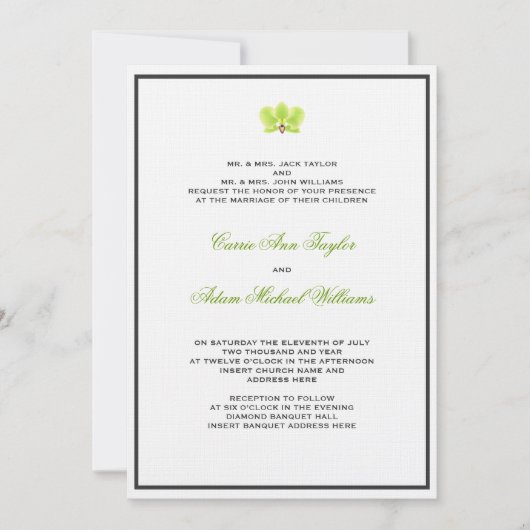 Green Orchid Invitation Kaart (Voorkant)