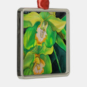 Green Orchid waterverf pop art Metalen Ornament (Rechts)