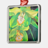 Green Orchid waterverf pop art Metalen Ornament (Links)