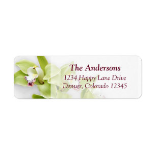 Green Orchid Wedding Return-adreslabels Etiket