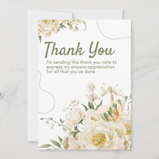 Green Organic Floral Thank You Card Bedankkaart (Voorkant)
