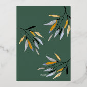 Green Organic Natural Kerstbruiloft Foto Gold Folie Feestdagenkaart (Achterkant)