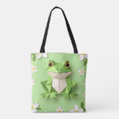 Green Origami Frog Tote Bag – Cute Nature-Inspired (Achterkant)