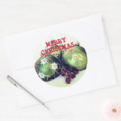 Green Ornamenten Baubles Ronde Sticker (Envelop)