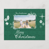 Green Ornamenten Retro kerstserie Foto Feestdagenkaart (Voorkant)