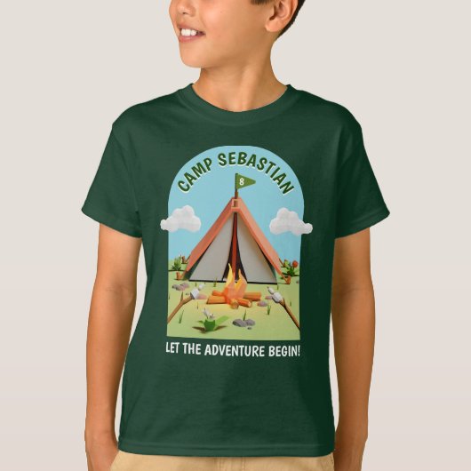 Green Outdoors Adventure Camping Verjaardagsfeest T-shirt (Voorkant)