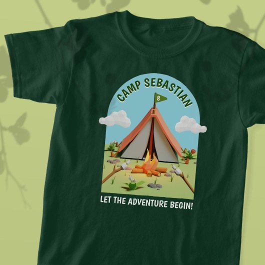 Green Outdoors Adventure Camping Verjaardagsfeest T-shirt