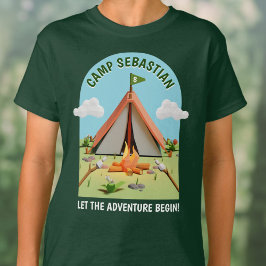 Green Outdoors Adventure Camping Verjaardagsfeest T-shirt