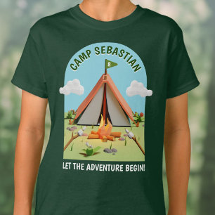 Green Outdoors Adventure Camping Verjaardagsfeest T-shirt