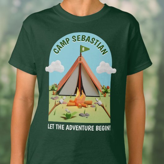 Green Outdoors Adventure Camping Verjaardagsfeest T-shirt