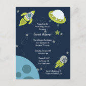 Green Outer Space UFO Baby shower Briefkaart (Voorkant)