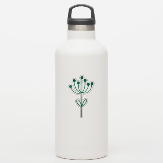 Green Outline Floral Design Transparent Custom Cut Sticker (Waterfles)