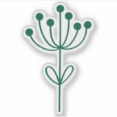 Green Outline Floral Design Transparent Custom Cut Sticker (Voorkant)