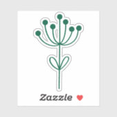 Green Outline Floral Design Transparent Custom Cut Sticker (Vel)
