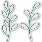 Green Outline Leaves, Two Custom Cut Small Sticker (Voorkant)