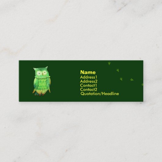 Green Owl Profile Card Mini Visitekaartje (Voorkant)